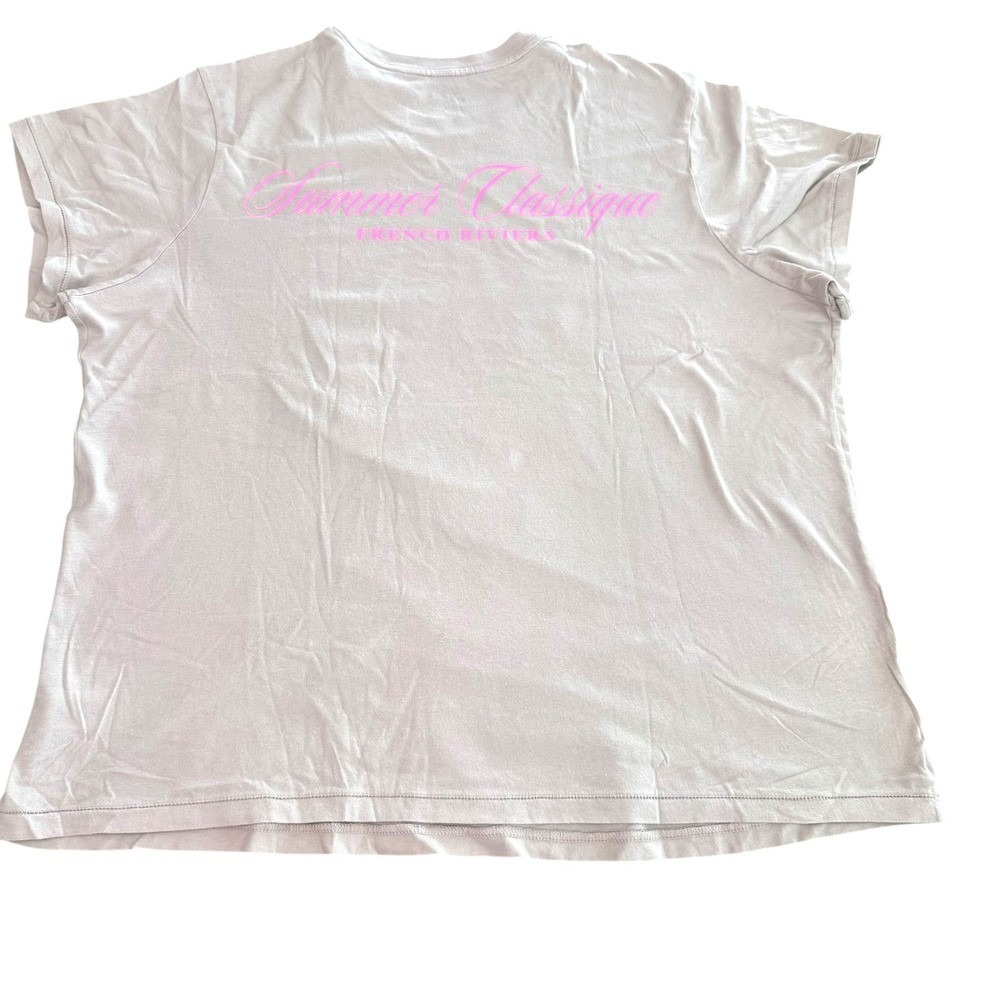 NWT Shirt Women's XXL Summer French Riviera Pink Script Universal Thread